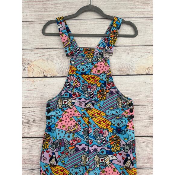 Britto x San Diego Zoo Animal Print Overalls Youth Large Blue Wildlife Alliance - Picture 3 of 10